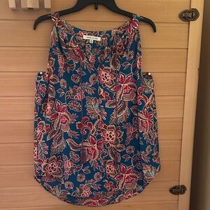 Rose & Olive Teal Floral Sleeveless Tank